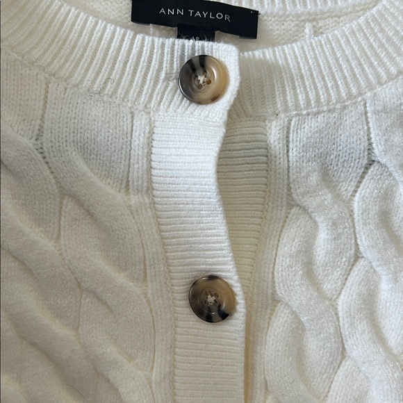Ann Taylor White Cable Knit Cardigan - Picture 2 of 6